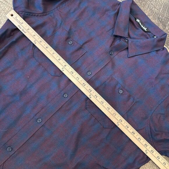 Travis Mathew Men's Plaid Button Up Long Sleeve Shirt Dark Navy Dark Red Size XL - Picture 5 of 9